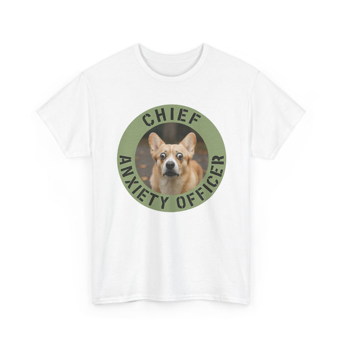 Chief Anxiety Officer T-Shirt — Funny Corgi Pet Tee for Dog Lovers