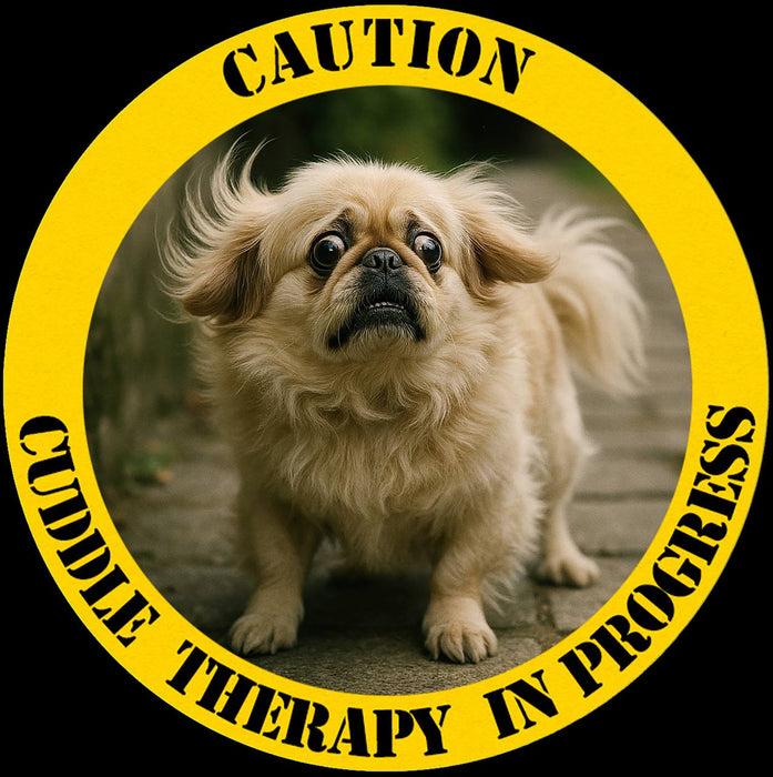 Caution: Cuddle Therapy in Progress T-Shirt — Cute Pekingese Dog Tee