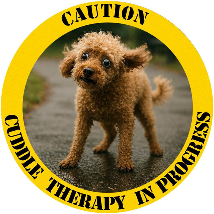 Caution Cuddle Therapy In Progress T-Shirt – Cute Puppy Graphic Tee
