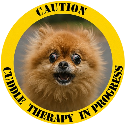 Pomeranian Caution Tee — "Cuddle Therapy in Progress" Dog Lover T-Shirt
