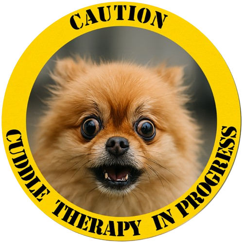 Dog Therapy Tee — “Caution: Cuddle Therapy in Progress” Pomeranian Shirt