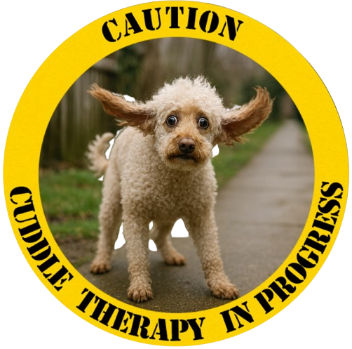 Cuddle Therapy Tee — 'Caution: Cuddle Therapy in Progress' Puppy Graphic T-Shirt