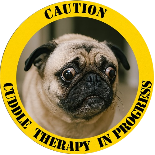 Pug Therapy Tee — "Caution: Cuddle Therapy in Progress" Graphic T-Shirt