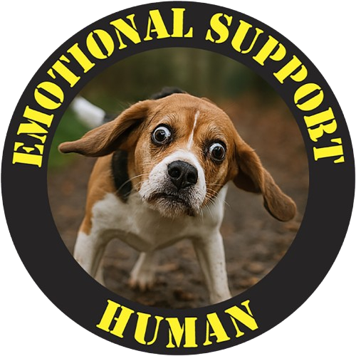 Emotional Support Human T‑Shirt — Funny Pet Rescue Tee with Cute Dog Badge