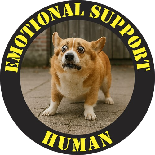 Emotional Support Human Tee — Corgi Badge Pet Lover T-Shirt