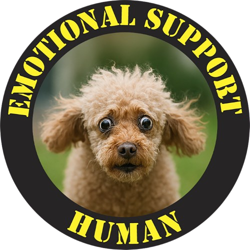 Emotional Support Human T‑Shirt — Cute Poodle Badge Tee for Dog Lovers