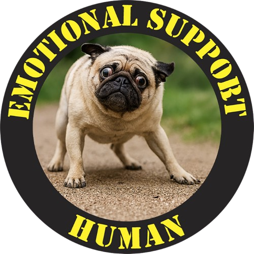 Emotional Support Human T-Shirt – Funny Pug Therapy Tee