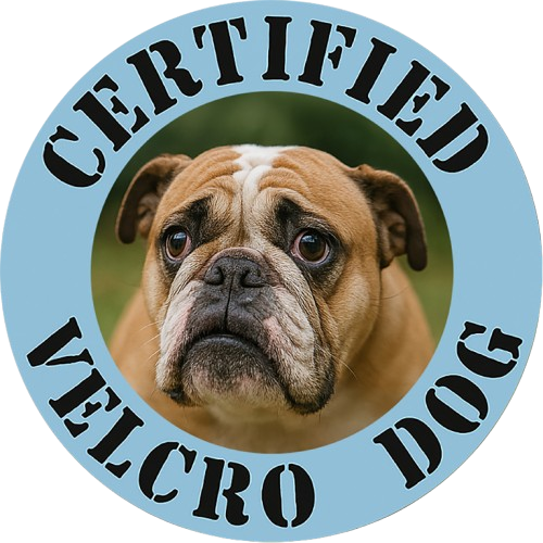 Certified Velcro Dog T‑Shirt — Funny Bulldog Pet Lover Tee