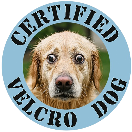 Certified Velcro Dog T‑Shirt – Funny Pet Lover Tee with Dog Face Badge