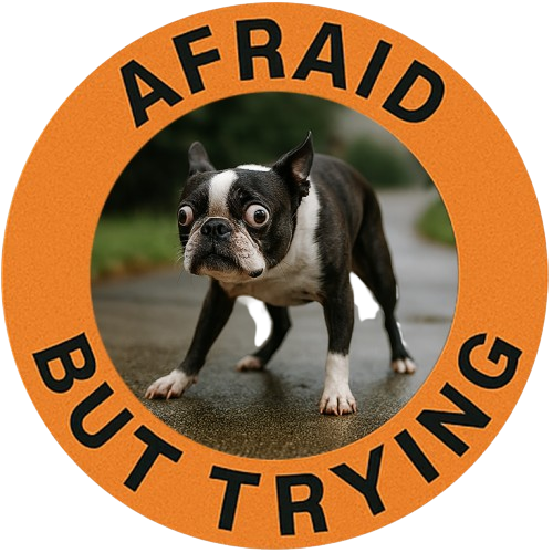 Afraid But Trying T-Shirt — Cute Nervous Puppy Encouragement Tee