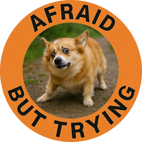 Afraid But Trying T‑Shirt — Cute Shiba Dog Motivational Tee