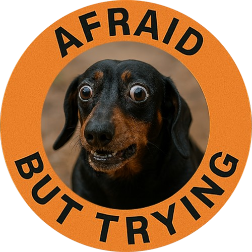 Afraid But Trying Tee — Cute Encouragement Dog Graphic T‑Shirt