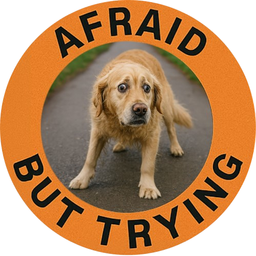 Afraid But Trying Tee — Cute Anxious Puppy Motivational T‑Shirt