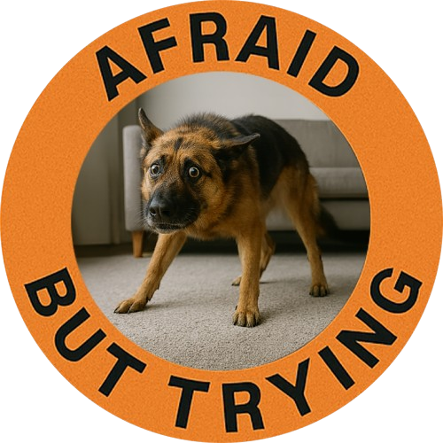Afraid But Trying Tee — Cute Dog Motivational Graphic T-Shirt