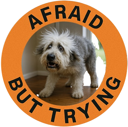 Afraid But Trying Dog T-Shirt — Cute Encouragement Tee