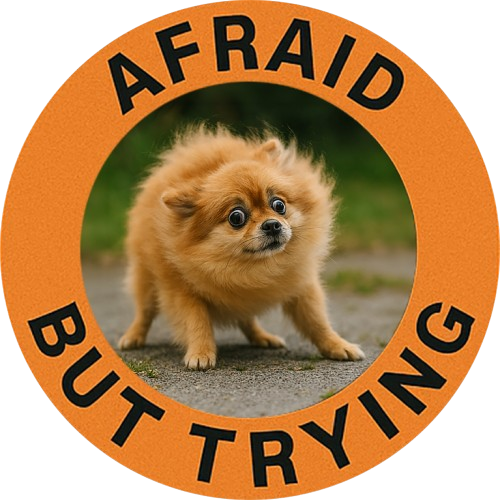 Afraid But Trying Tee — Cute Pomeranian Motivational Graphic T-Shirt
