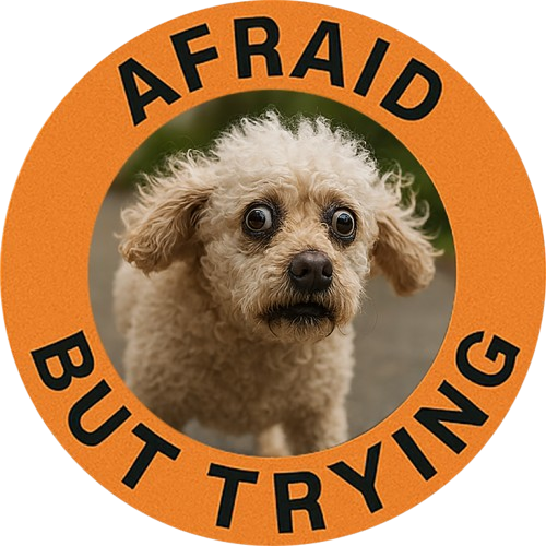 Afraid But Trying Tee — Cute Nervous Puppy Graphic T-Shirt