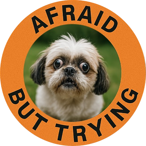 Afraid But Trying T‑Shirt — Cute Shih Tzu Motivational Tee