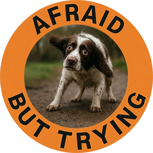 Afraid But Trying T‑Shirt — Cute Puppy Encouragement Tee