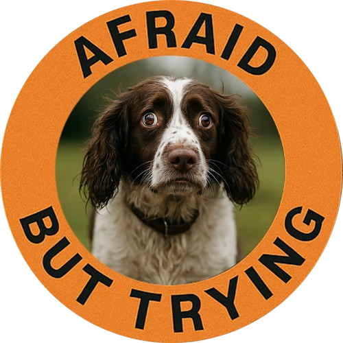 Afraid But Trying Dog Tee — Cute Motivational Graphic T-Shirt