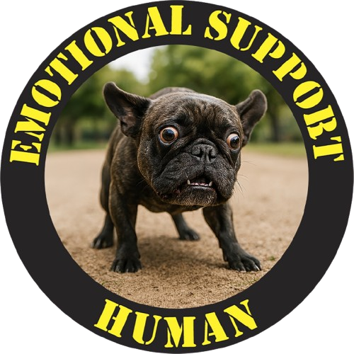 Emotional Support Human T-Shirt — Funny Pet Therapy Tee with Pug Photo