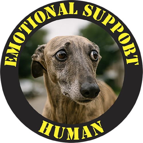 Emotional Support Human Tee — Cute Greyhound Photo Graphic Shirt