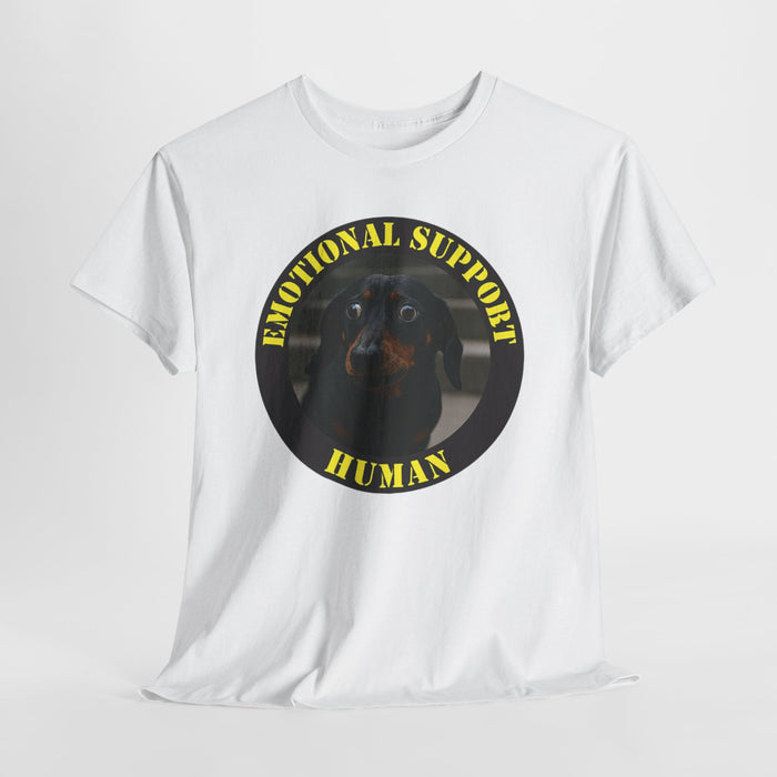 Emotional Support Human Tee — Cute Dachshund Rescue Dog Shirt