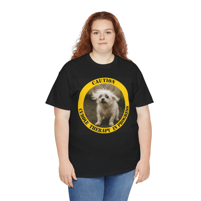 Caution: Cuddle Therapy in Progress – Dog Photo T-Shirt