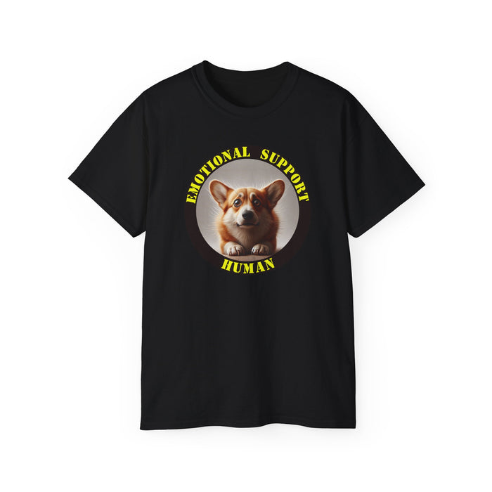 Emotional Support Human Tee - Unisex Cotton Shirt, Funny Dog Lover Gift, Pet Parent Apparel, Quirky Graphic Tee, Supportive Humor Wear