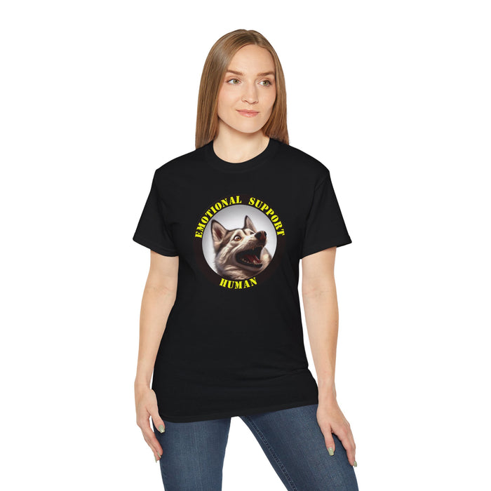 Emotional Support Human Tee - Unisex Cotton Shirt, Funny Dog Lover Gift, Pet Parent Apparel, Quirky Graphic Tee, Supportive Humor Wear