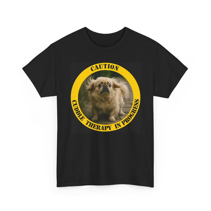 Caution: Cuddle Therapy in Progress T-Shirt — Cute Pekingese Dog Tee