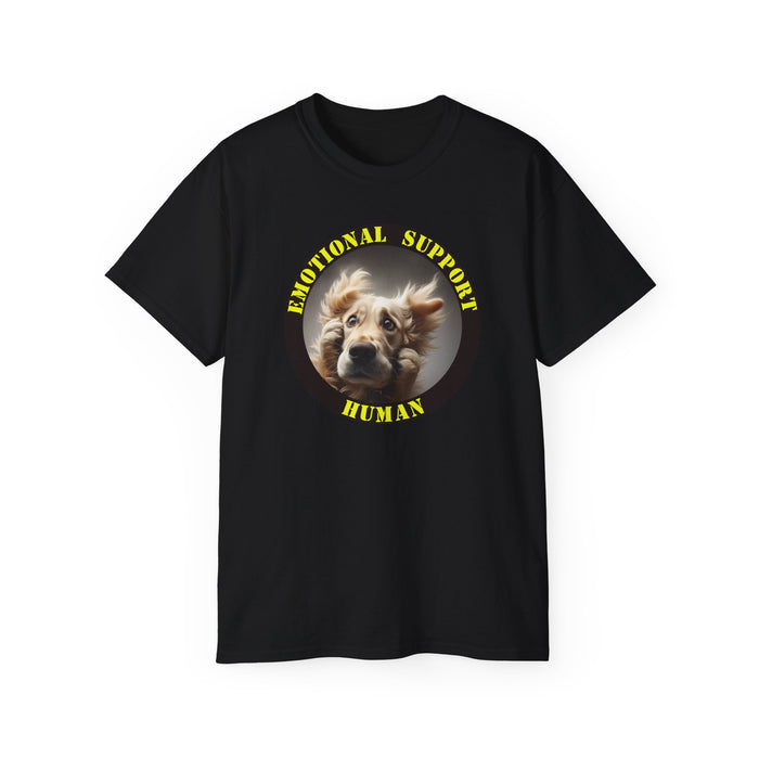 Emotional Support Human Tee - Unisex Cotton Shirt, Funny Dog Lover Gift, Pet Parent Apparel, Quirky Graphic Tee, Supportive Humor Wear