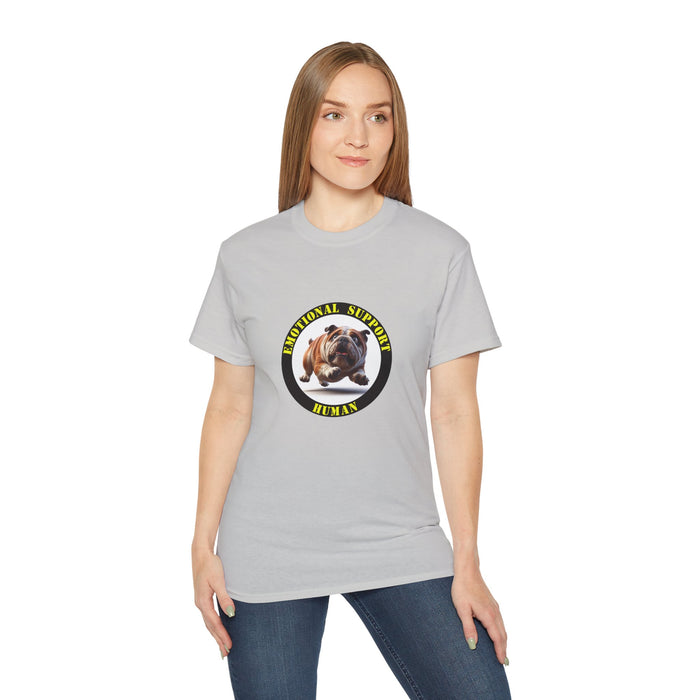 Emotional Support Human Tee - Unisex Cotton Shirt, Funny Dog Lover Gift, Pet Parent Apparel, Quirky Graphic Tee, Supportive Humor Wear