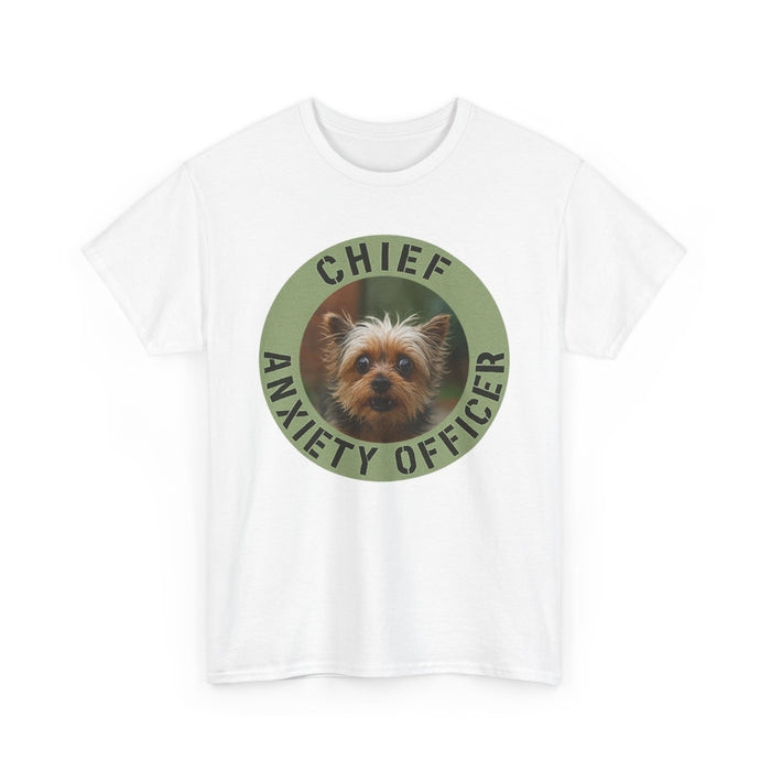 T-Shirt — Chief Anxiety Officer Funny Dog Tee (Yorkie)