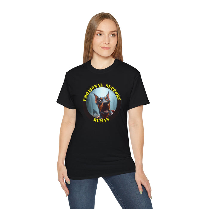 Emotional Support Human Tee - Unisex Cotton Shirt, Funny Dog Lover Gift, Pet Parent Apparel, Quirky Graphic Tee, Supportive Humor Wear