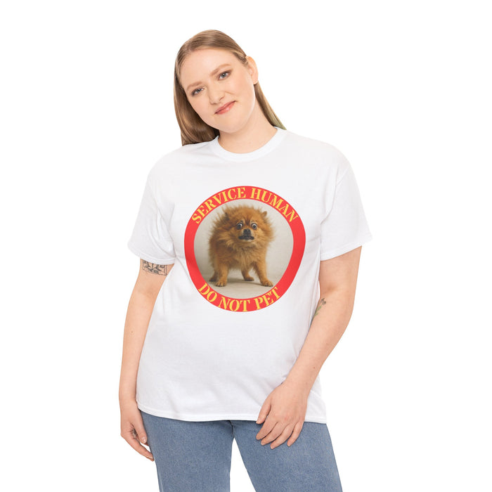 Service Human Do Not Pet T‑Shirt — Funny Pomeranian Service Dog Humor Tee
