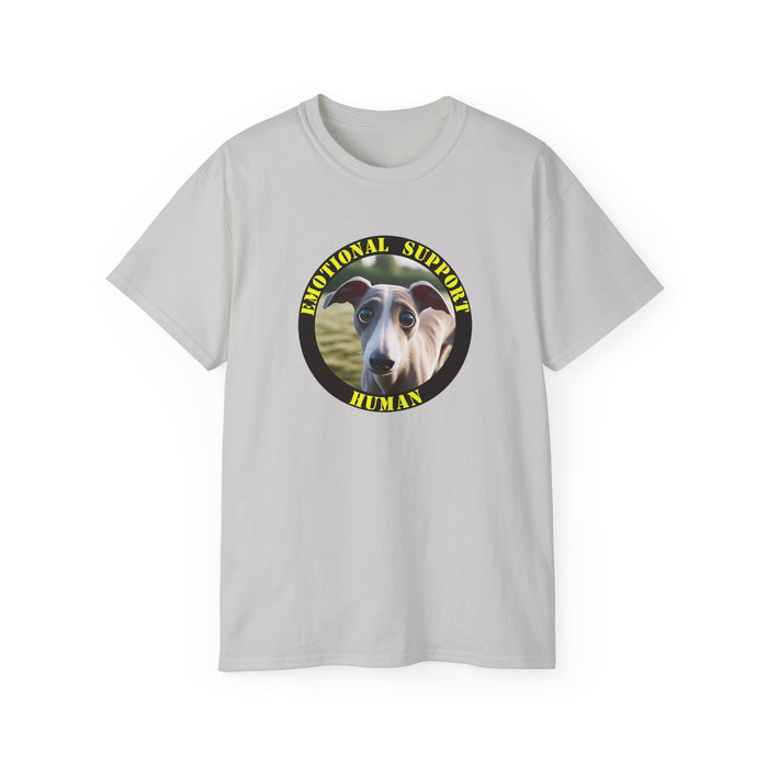 Emotional Support Human Tee - Unisex Cotton Shirt, Funny Dog Lover Gift, Pet Parent Apparel, Quirky Graphic Tee, Supportive Humor Wear