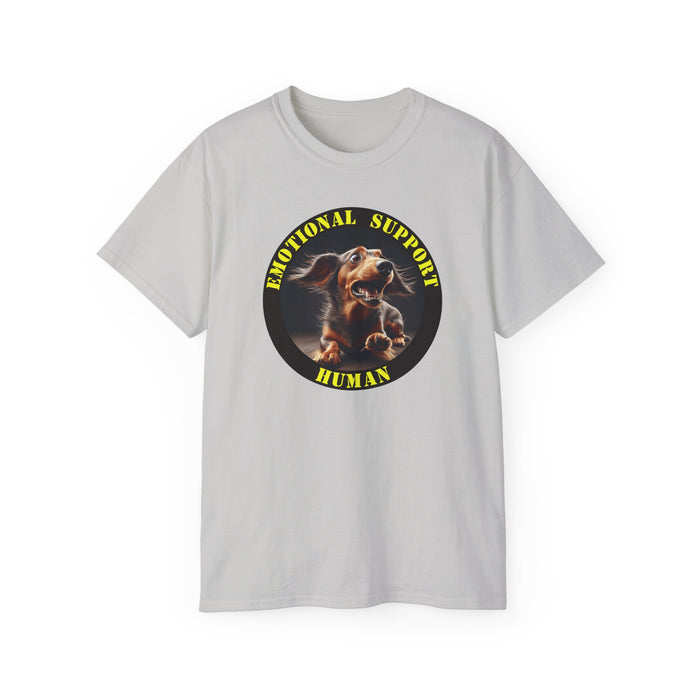 Emotional Support Human Tee - Unisex Cotton Shirt, Funny Dog Lover Gift, Pet Parent Apparel, Quirky Graphic Tee, Supportive Humor Wear
