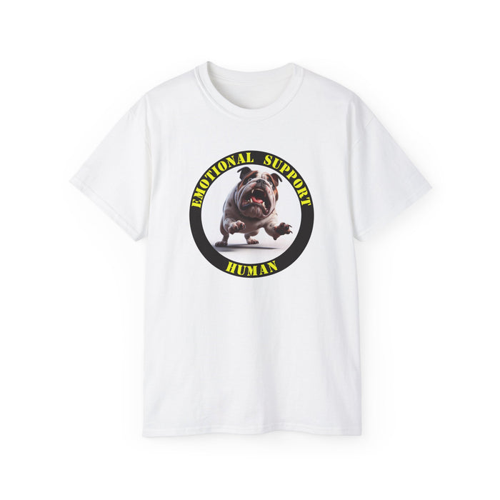 Emotional Support Human Tee - Unisex Cotton Shirt, Funny Dog Lover Gift, Pet Parent Apparel, Quirky Graphic Tee, Supportive Humor Wear
