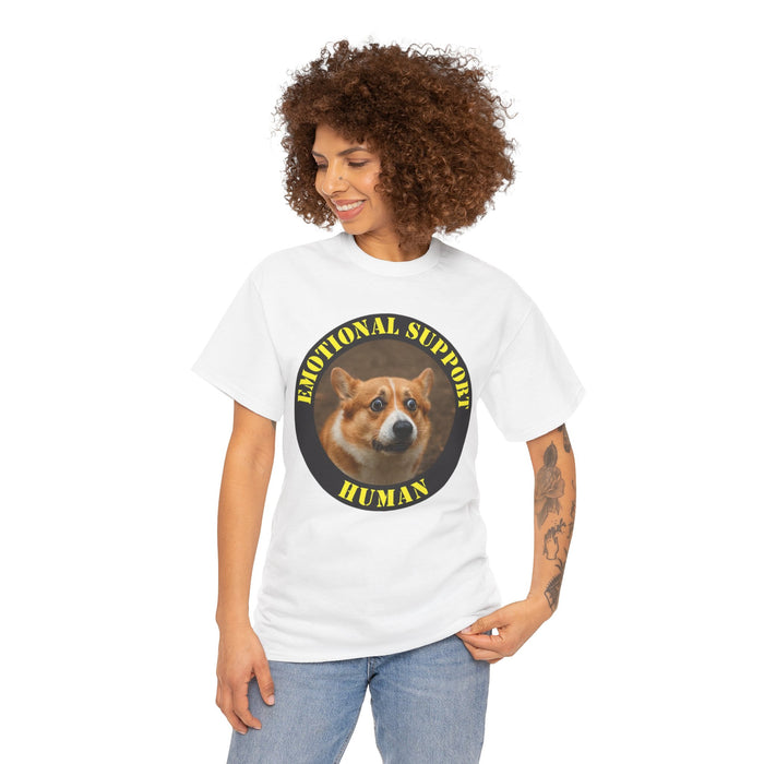 Emotional Support Human T-Shirt — Corgi Badge Graphic Tee