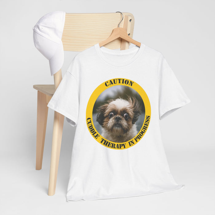 Cuddle Therapy Tee — Cute Dog "Caution: Cuddle Therapy in Progress" T-Shirt
