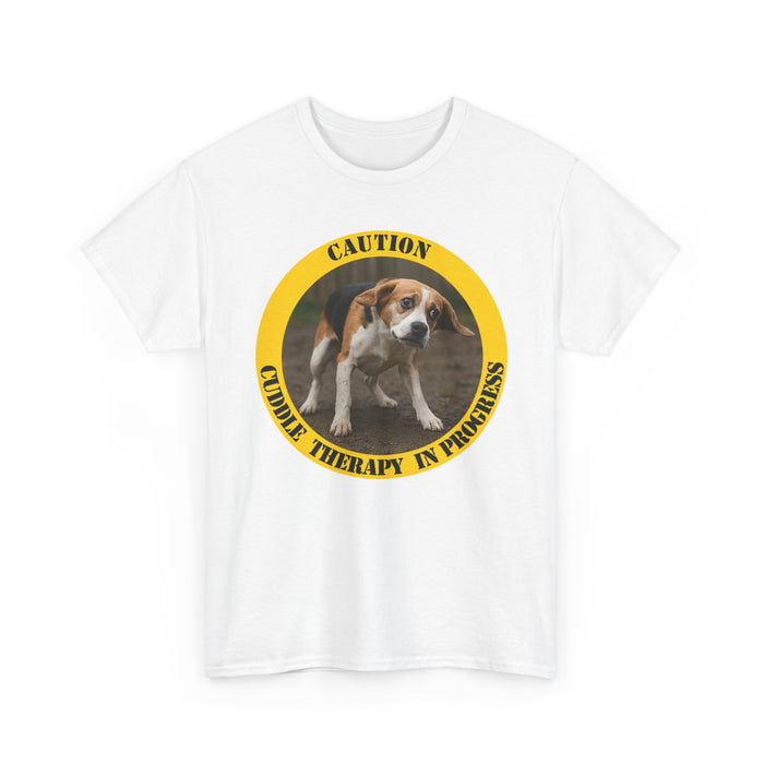 T-Shirt — "Caution: Canine Therapy in Progress" Beagle Rescue Tee