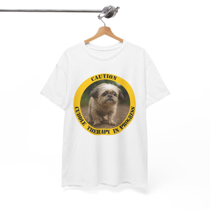 T-Shirt — "Caution: Cuddle Therapy in Progress" Dog Graphic Tee