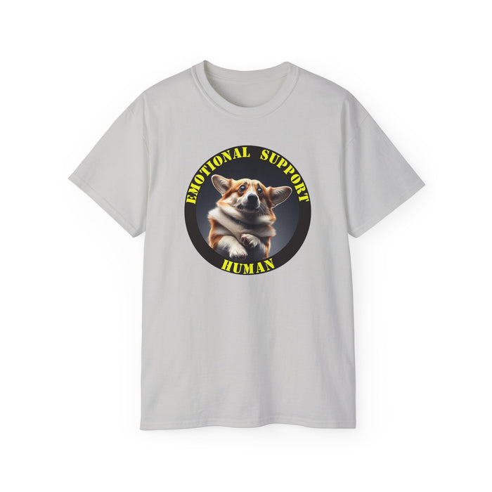 Emotional Support Human Tee - Unisex Cotton Shirt, Funny Dog Lover Gift, Pet Parent Apparel, Quirky Graphic Tee, Supportive Humor Wear