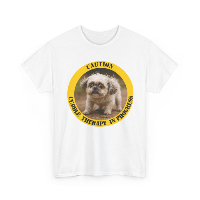 Dog Therapy T-Shirt — “Caution: Cuddle Therapy in Progress” Cute Pet Tee