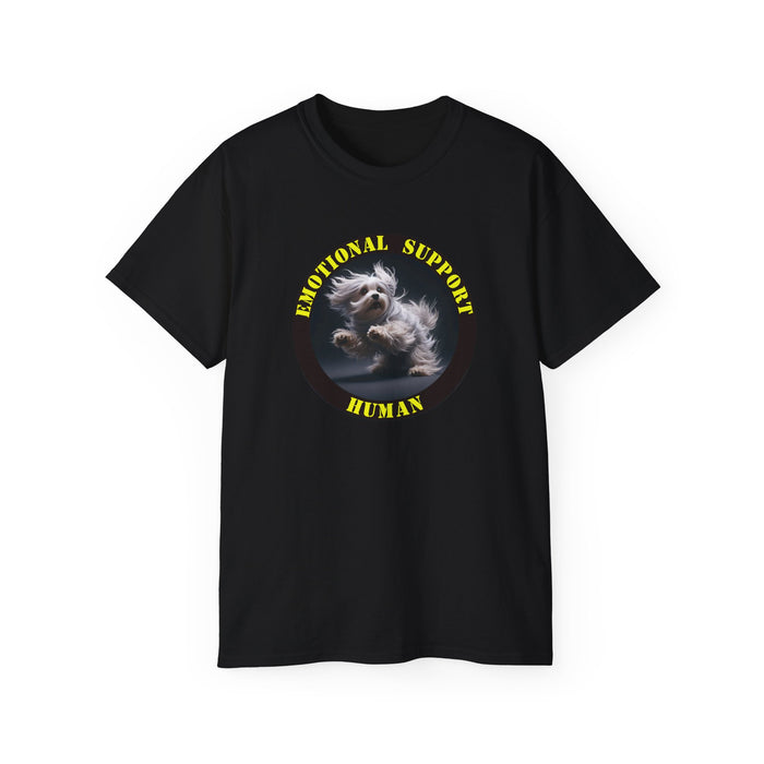 Emotional Support Human Tee - Unisex Cotton Shirt, Funny Dog Lover Gift, Pet Parent Apparel, Quirky Graphic Tee, Supportive Humor Wear