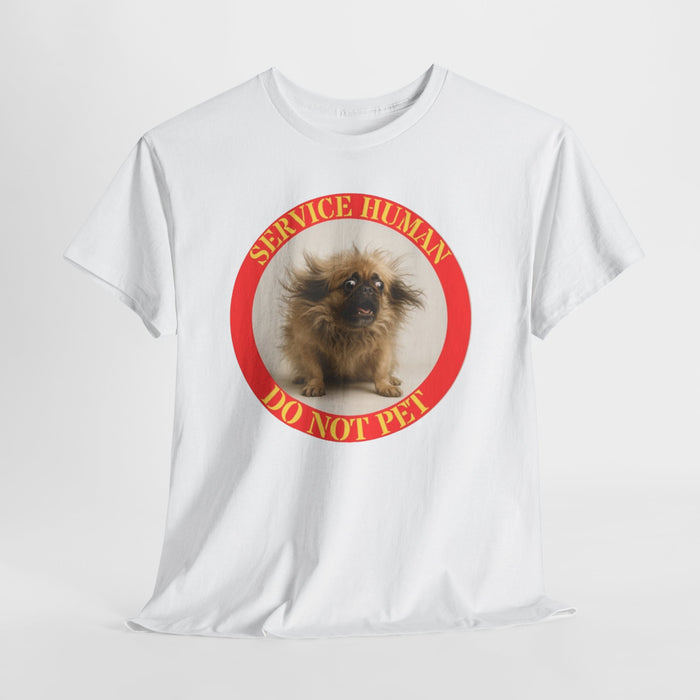 T-Shirt — "Service Human Do Not Pet" Cute Pomeranian Service Animal Humor Tee