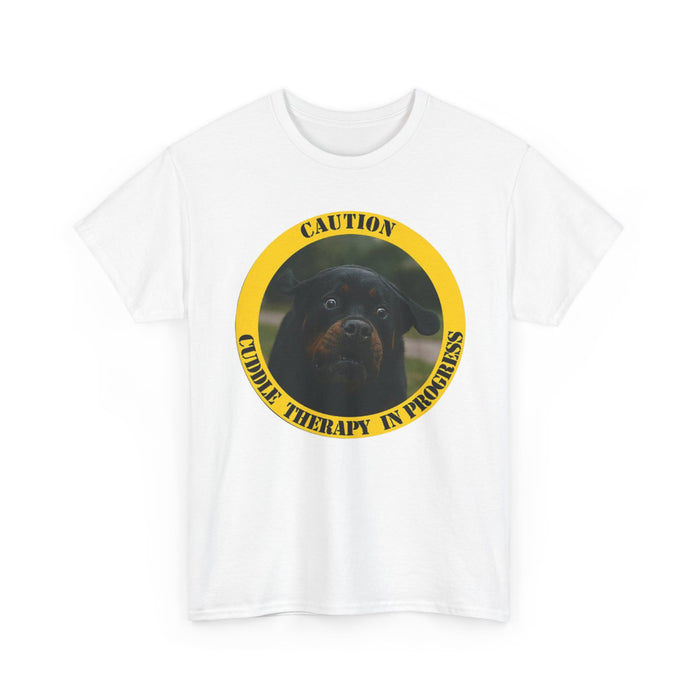 T-Shirt — "Caution: Cuddle Therapy in Progress" Dog Graphic Tee