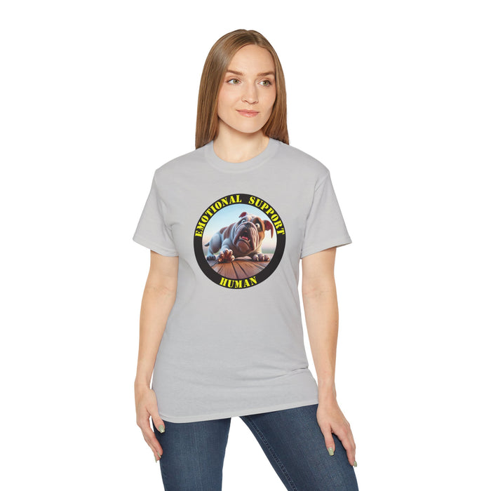Emotional Support Human Tee - Unisex Cotton Shirt, Funny Dog Lover Gift, Pet Parent Apparel, Quirky Graphic Tee, Supportive Humor Wear