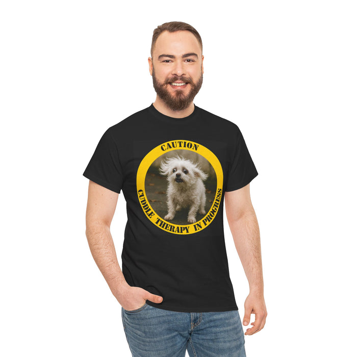 Caution: Cuddle Therapy in Progress – Dog Photo T-Shirt